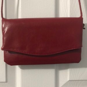 Red wristlet shoulder bag